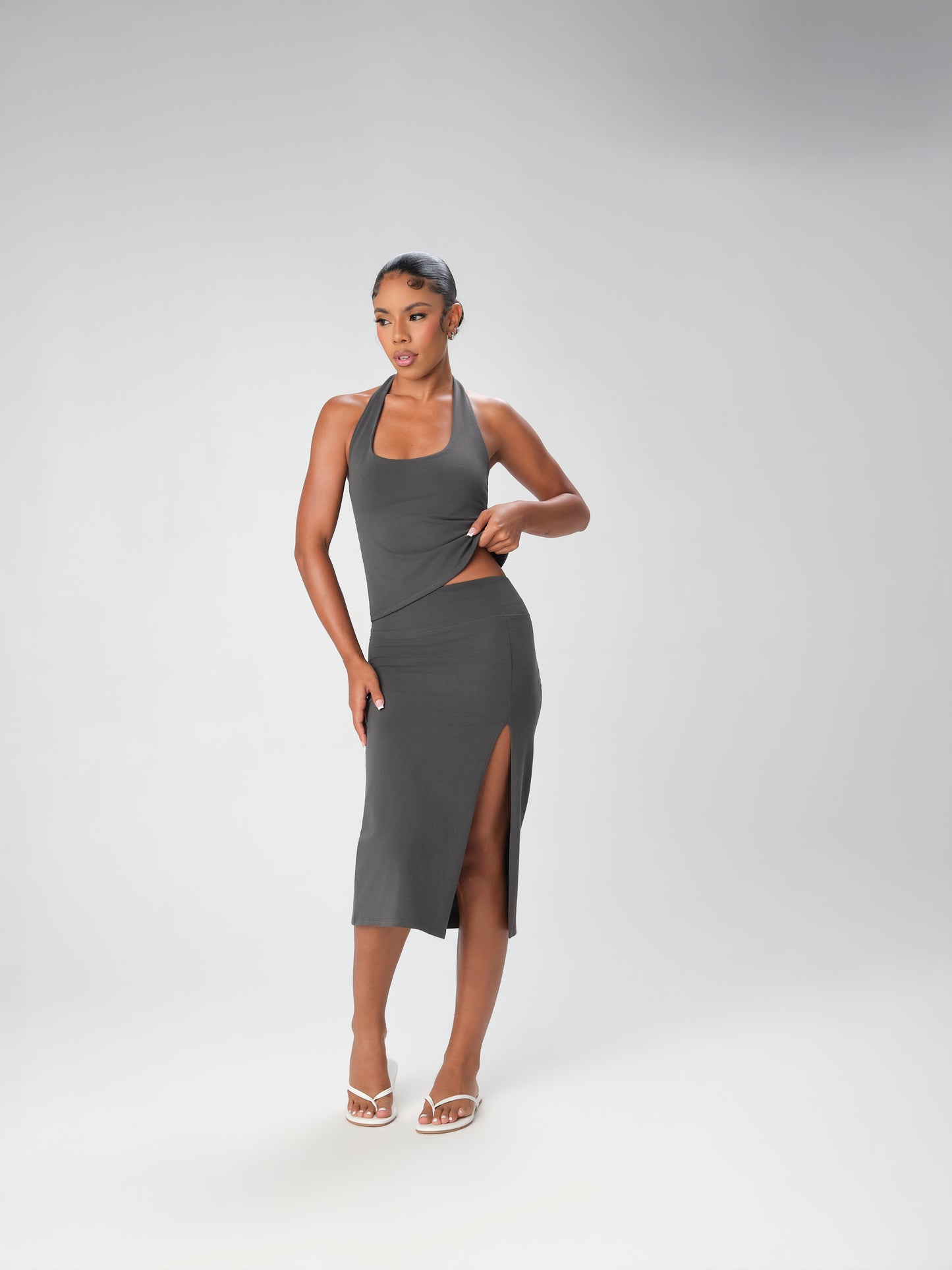 High-Rise Midi Skirt